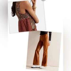NWT Free People Uptown Vegan Pants in faux leather & Anthro Eva Franco top